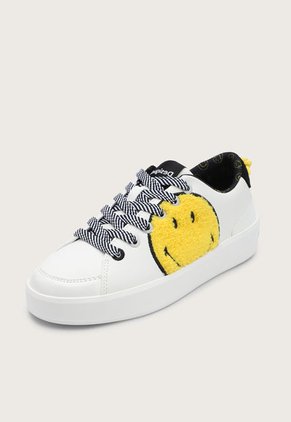 Tenis Lifestyle Blanco-Amarillo-Negro Desigual Smiley
