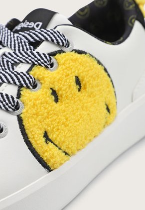 Tenis Lifestyle Blanco-Amarillo-Negro Desigual Smiley