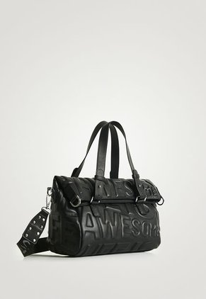 Bolso Negro-Plateado Desigual Bolso Multiposición Relieves