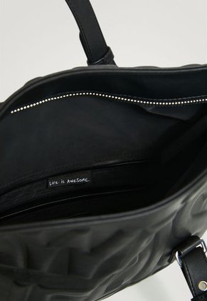 Bolso Negro-Plateado Desigual Bolso Multiposición Relieves