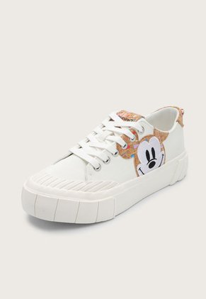 Tenis Lifestyle Marfil-Café-Negro Desigual Mickey Mouse