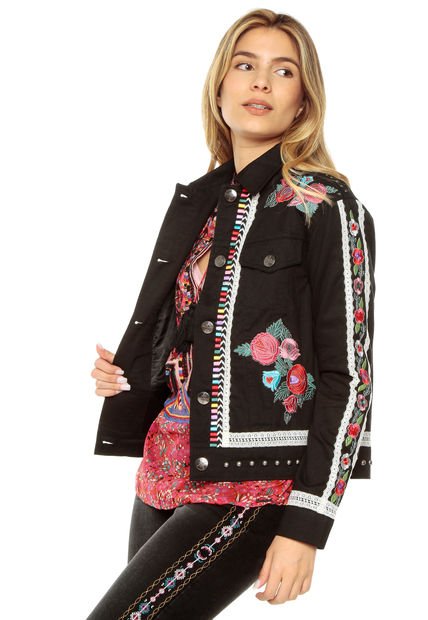 Chaqueta Negro Desigual