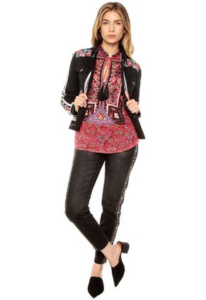 Chaqueta Negro Desigual