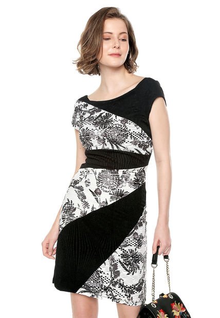 Vestido Blanco-Negro Desigual - Compra Ahora | Dafiti Colombia