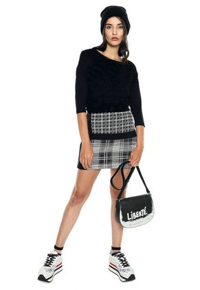 Falda Negro-Blanco Desigual