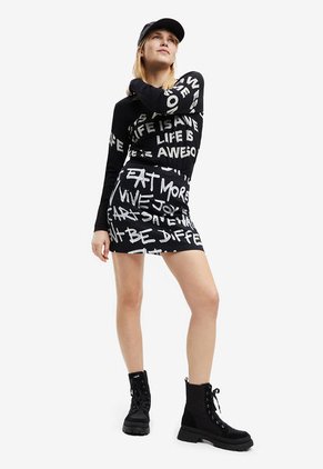 Falda Negro-Blanco Desigual