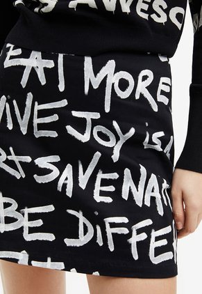 Falda Negro-Blanco Desigual