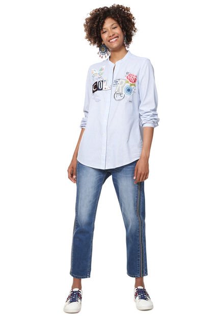 Camisa Azul-Blanco Desigual