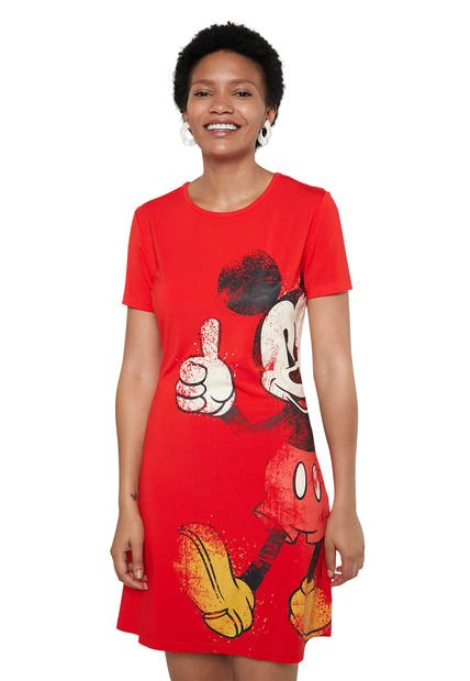 Vestido Rojo-Blanco-Negro Desigual