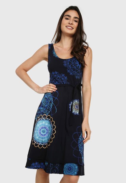 Jenna Ortega Vestido Desigual Azul Marino Nobepura Ducha De Mano