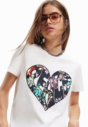 Camiseta Blanco-Negro-Azul Desigual Peace