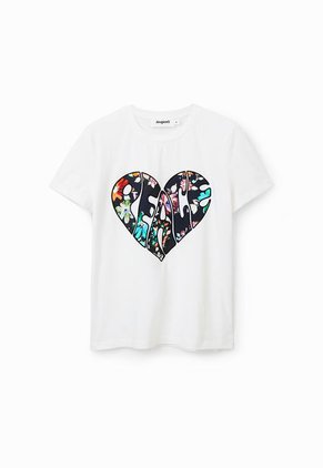Camiseta Blanco-Negro-Azul Desigual Peace