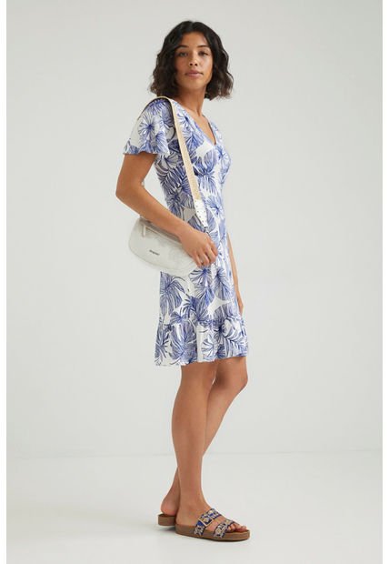 Vestido Blanco-Azul Desigual