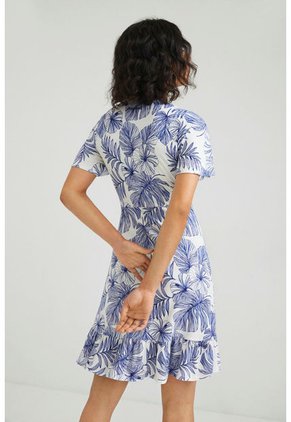 Vestido Blanco-Azul Desigual