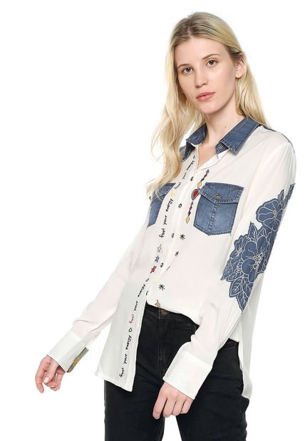 Blusa Blanco-Azul Desigual - Compra Ahora | Dafiti Colombia
