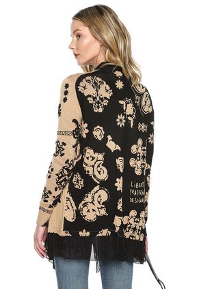 Cárdigan Camel-negro Desigual