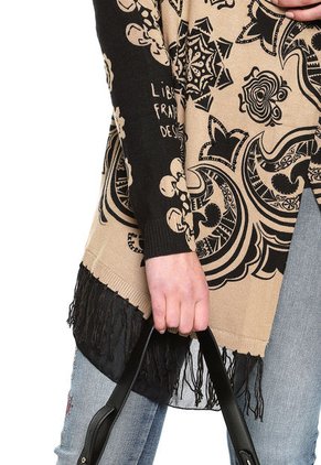 Cárdigan Camel-negro Desigual