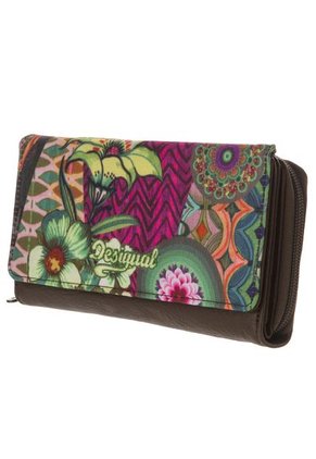 Billetera Desigual Flores Multicolor-Café