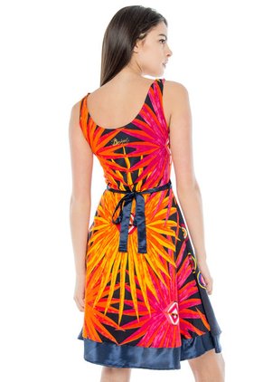 Vestido Desigual Azul Oscuro-Rojo-Naranja
