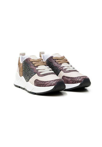 Tenis Blanco-Morado-Negro-Café Desigual