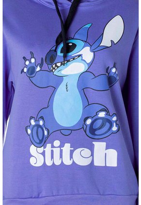 Buzo De Stitch Azul Hortensia Con Capucha Para Mujer L