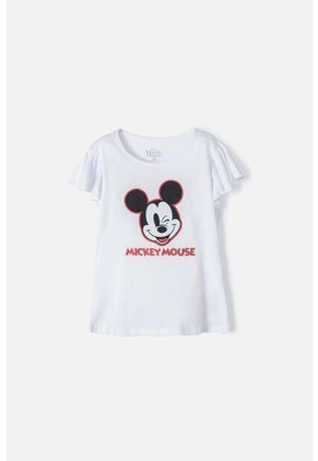 Camiseta De Mickey Mouse Manga Corta Blanca Para Niña 8
