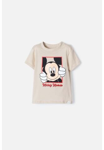Camiseta De Mickey Mouse Manga Corta Beige Para Niño 2T A 5T 5T Disney