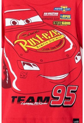 Camiseta De Cars Manga Corta Rojo Para Niño 2T A 5T 2T