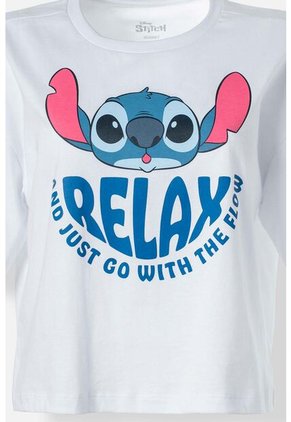 Pijama De Stitch Blanca Y Multicolor De Pantalón Corto Para Mujer XS