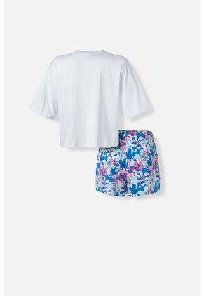 Pijama De Stitch Blanca Y Multicolor De Pantalón Corto Para Mujer XS