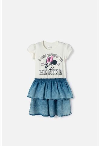 Vestido De Minnie Mouse Marfil De Falda Con Boleros Para Niña 10 Disney