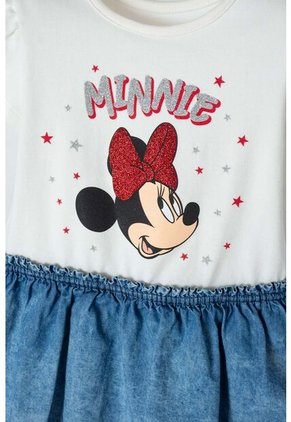Vestido De Minnie Mouse Marfil Y Azul De Falda Con Boleros Para Niña 2T A 5T 4T