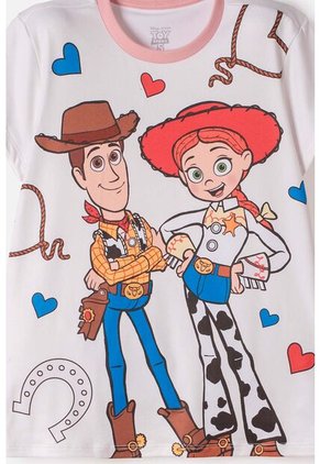 Pijama De Toy Story Con Short Marfil Para Niña 6