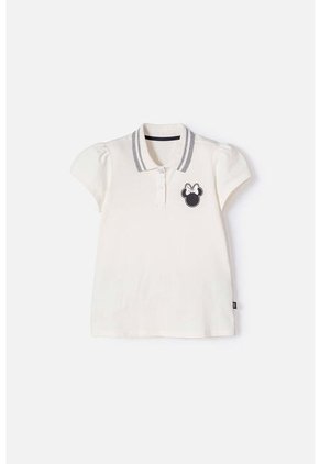 Camiseta Tipo Polo Minnie Mouse Marfil Para Niña 10