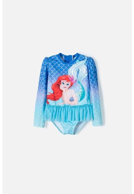 Vestido De Baño De La Sirenita Manga Larga Multicolor Para Niña 2T A 5T 3T
