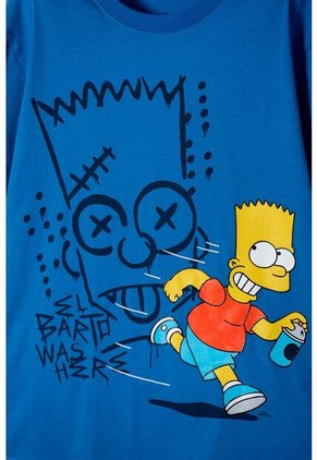 Camiseta De Los Simpson Manga Corta Azul Para Niño 10