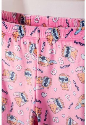 Pijama De Stitch Y Capybara Pantalón Largo Rosado Para Niña 2T A 6T 2T