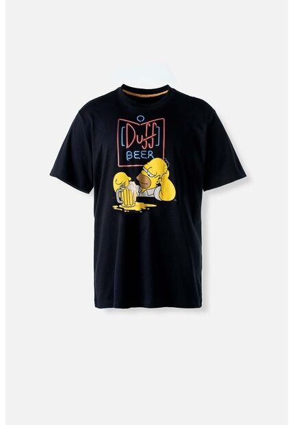 Camiseta De Los Simpson Negra Manga Corta Para Hombre L