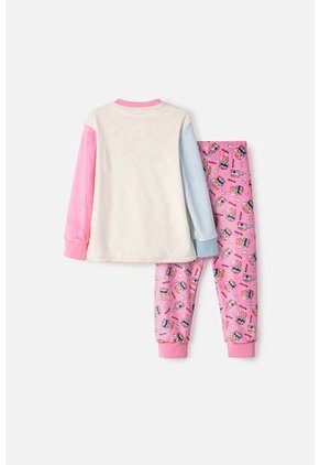 Pijama De Stitch Y Capybara Pantalón Largo Rosado Para Niña 2T A 6T 2T