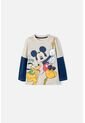 Camiseta Mickey Manga Larga Caqui Y Azul Para Niño 2T A 5T 2T de Disney