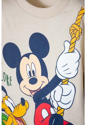 Camiseta Mickey Manga Larga Caqui Y Azul Para Niño 2T A 5T 2T