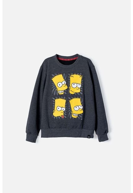 Buzo De Bart Simpson Cuello Redondo Gris Para Niño 12