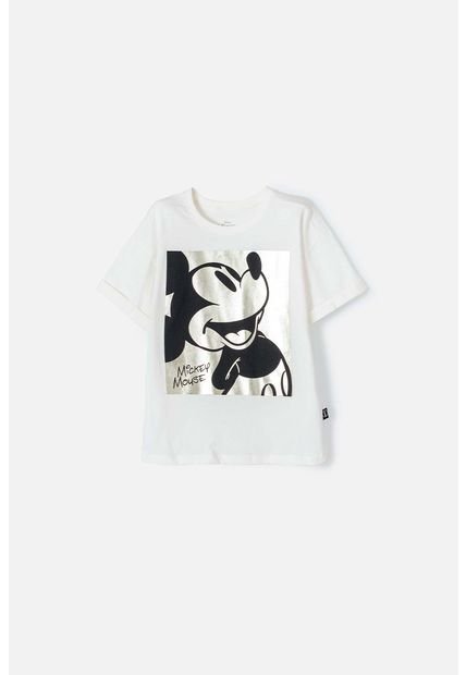 Camiseta De Mickey Mouse Manga Corta Marfil Para Niña 10