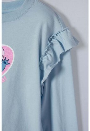 Camiseta De Stitch Azul Manga Larga Para Niña 2T A 5T 3T