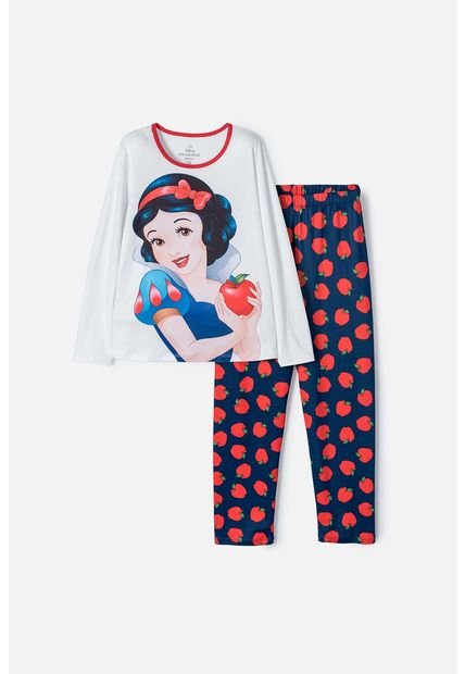 Pijama De Blancanieves Blanca Y Azul De Camiseta Manga Larga Para Niña 4