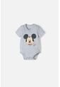 Body De Mickey Mouse Gris Jaspe Estampado En Frente Para Bebé Niño 3-6 de Disney