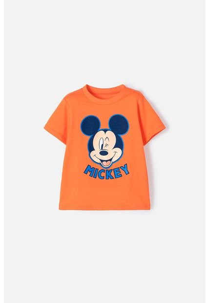 Camiseta De Mickey Mouse Manga Corta Naranja Para Niño 3T