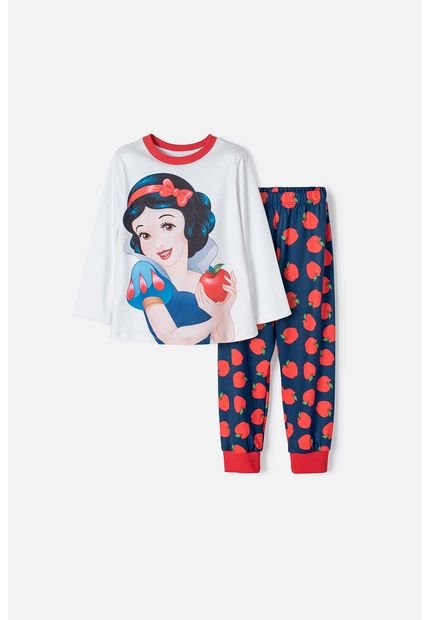 Pijama De Blancanieves Blanca Y Azul De Camiseta Manga Larga Para Niña 2T A 5T 4T