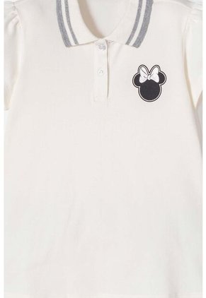 Camiseta Tipo Polo Minnie Mouse Marfil Para Niña 4