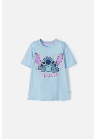 Camiseta De Stich Azul Con Brillo Para Niña 8 Disney